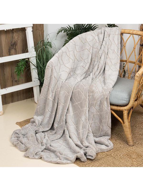 Плед светящийся Casa Conforte Stella Geometry, 150х200 см, цвет беж, фланель 190 гр/м, полиэстер