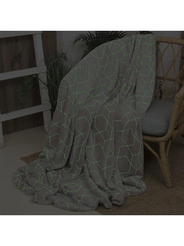 Плед светящийся Casa Conforte Stella Geometry, 150х200 см, цвет беж, фланель 190 гр/м, полиэстер