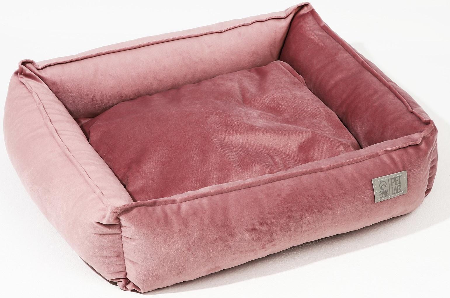 Лежанка для кошек и собак велюровая Pet Lab, 45 х 40 х 15 см, розовая