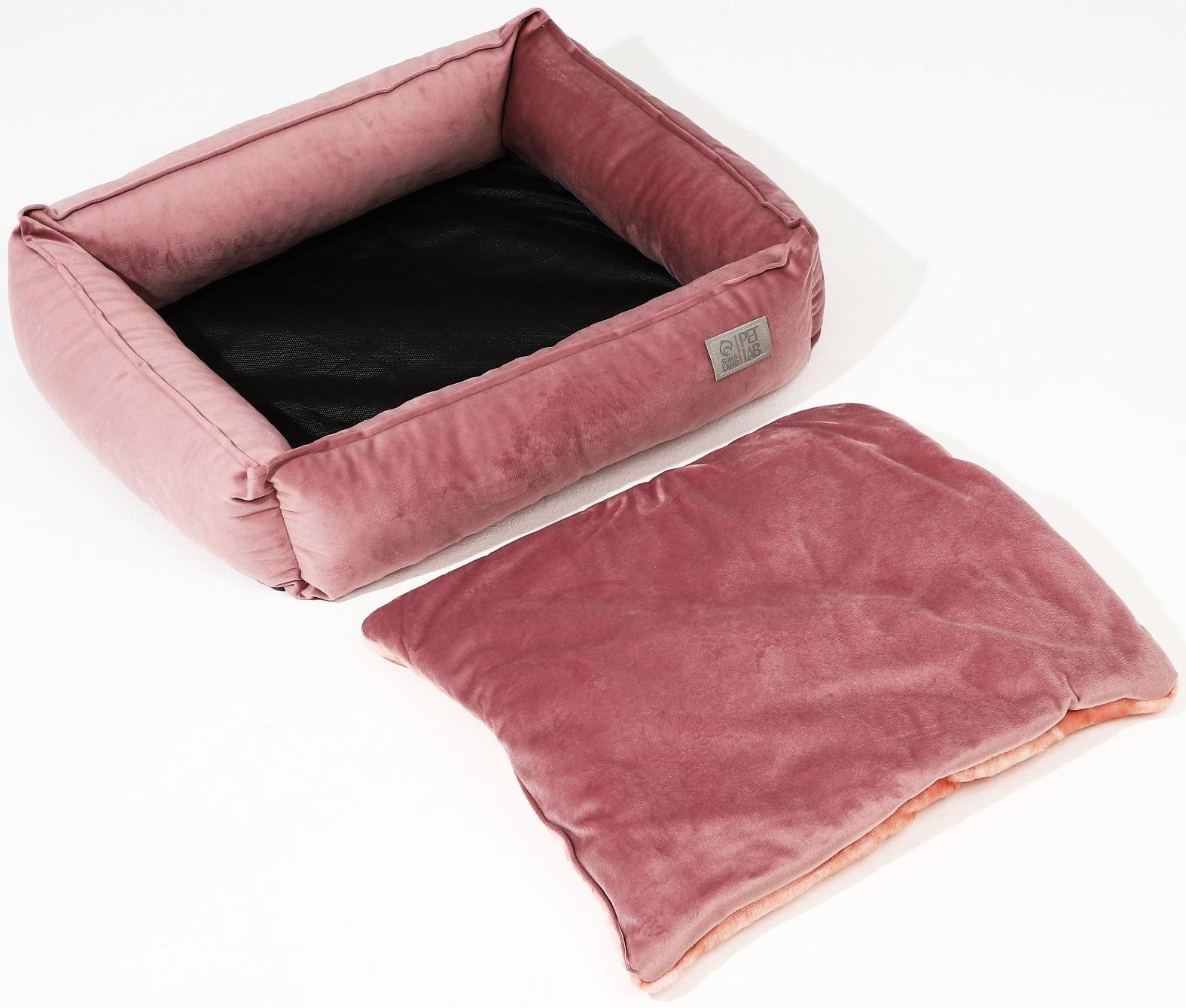 Лежанка для кошек и собак велюровая Pet Lab, 45 х 40 х 15 см, розовая
