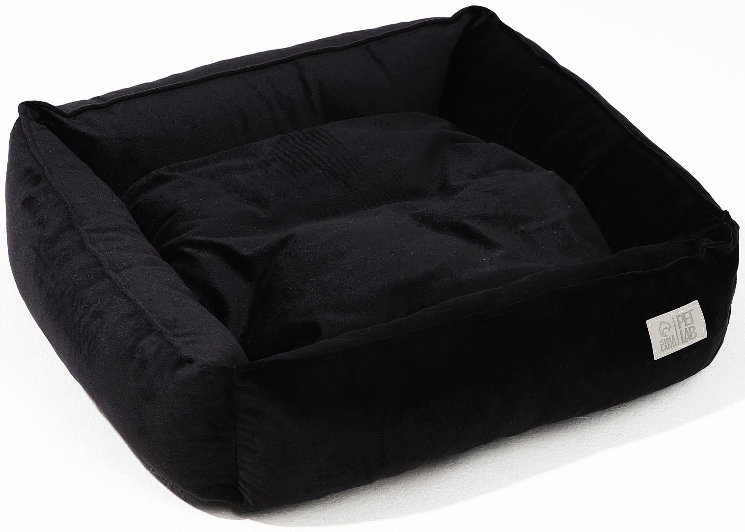 Лежанка для кошек и собак велюровая Pet Lab, 45 х 40 х 15 см, черная