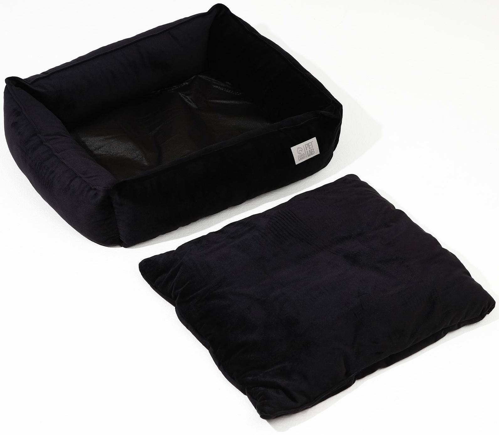 Лежанка для кошек и собак велюровая Pet Lab, 45 х 40 х 15 см, черная