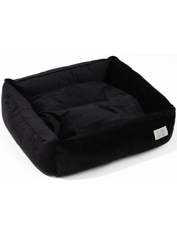 Лежанка для кошек и собак велюровая Pet Lab, 45 х 40 х 15 см, черная
