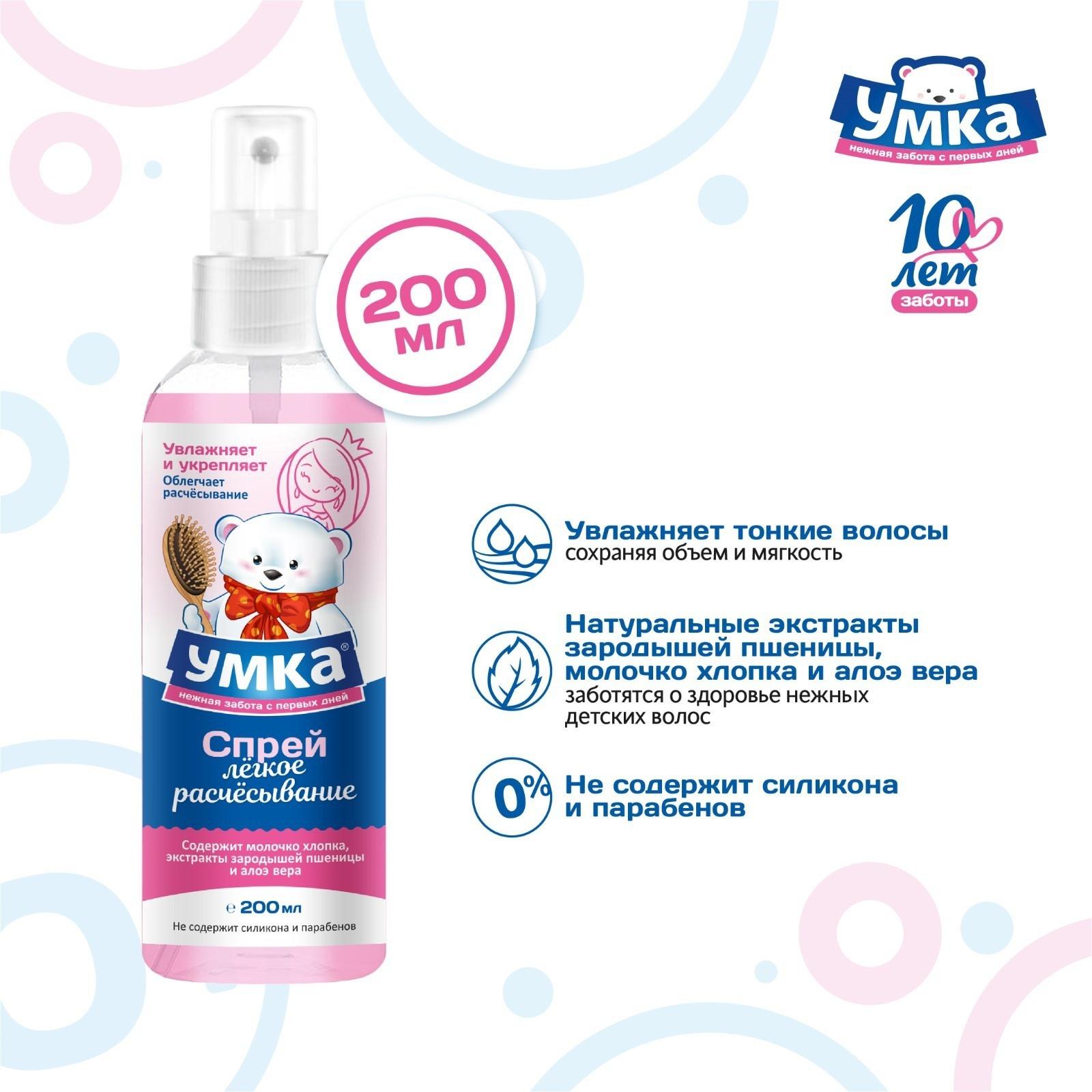 Спрей для легкого расчесывания волос УМКА увлажняет и укрепляет, 200 мл