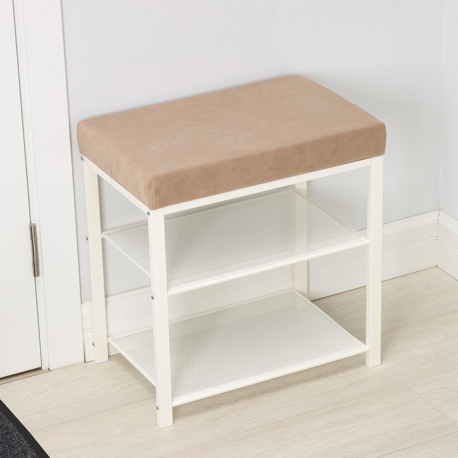 Банкетка «Торонто 13S», 47×30×49 см, цвет каркаса белый, цвет сиденья бежевый