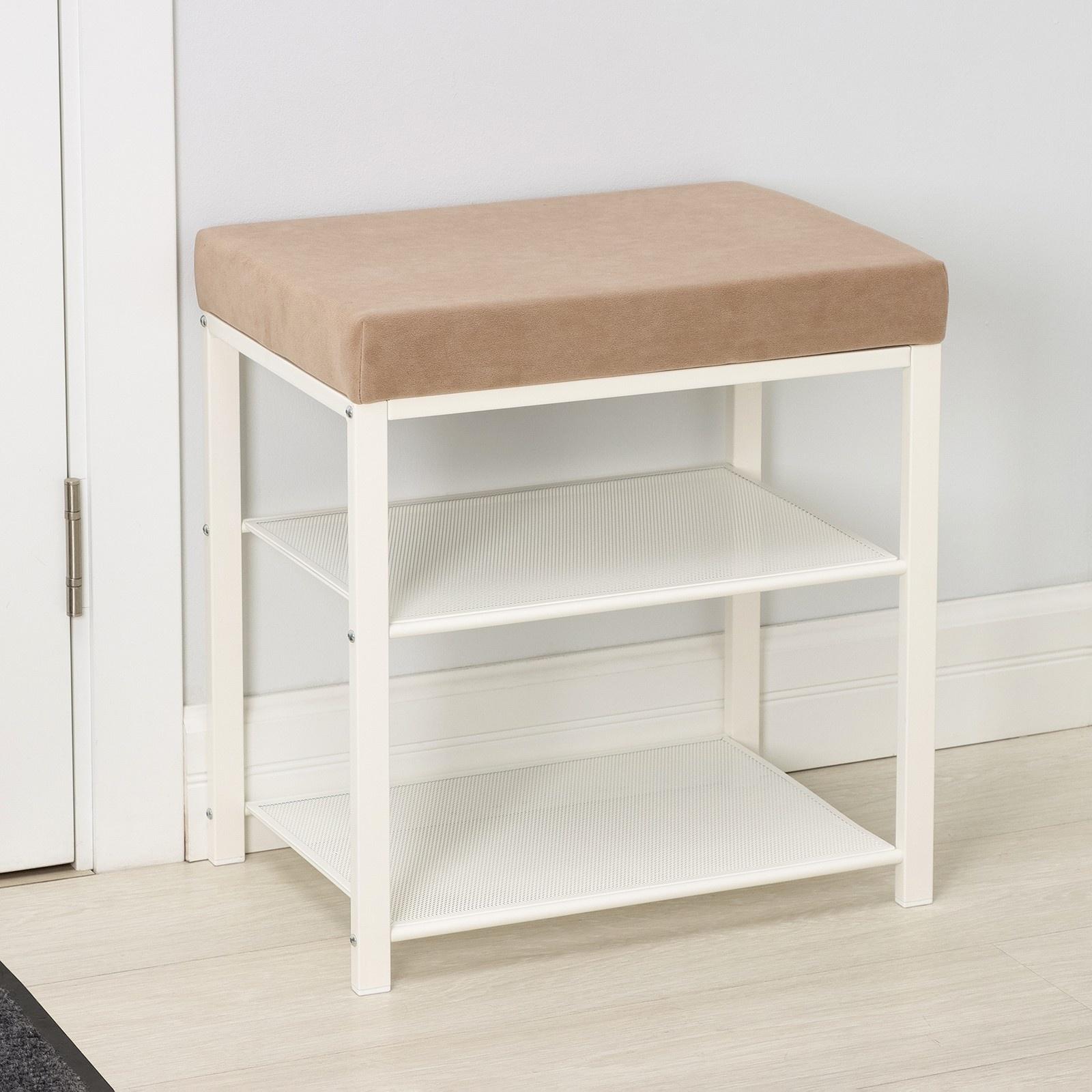 Банкетка «Торонто 13S», 47×30×49 см, цвет каркаса белый, цвет сиденья бежевый