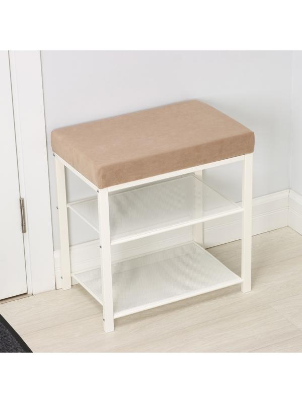 Банкетка «Торонто 13S», 47×30×49 см, цвет каркаса белый, цвет сиденья бежевый