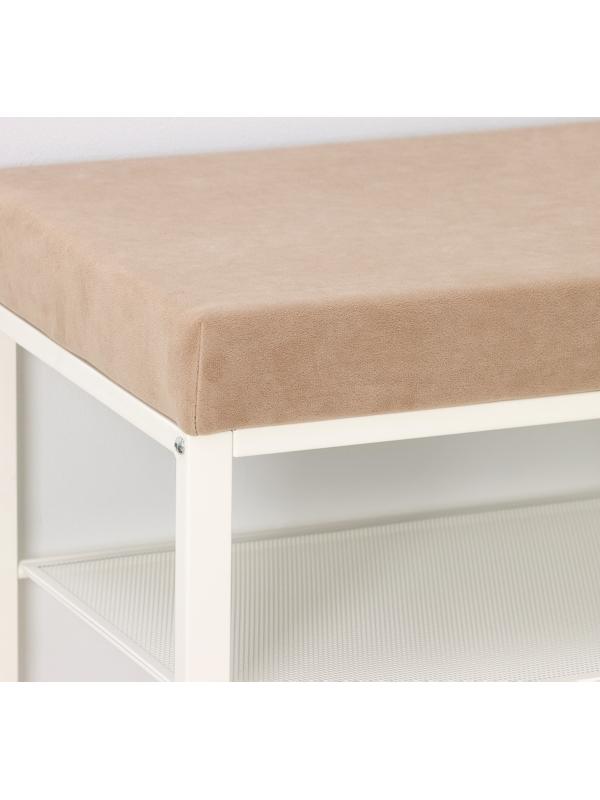 Банкетка «Торонто 13S», 47×30×49 см, цвет каркаса белый, цвет сиденья бежевый