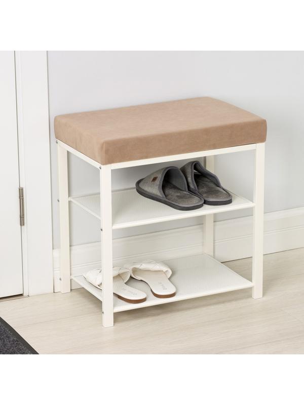 Банкетка «Торонто 13S», 47×30×49 см, цвет каркаса белый, цвет сиденья бежевый