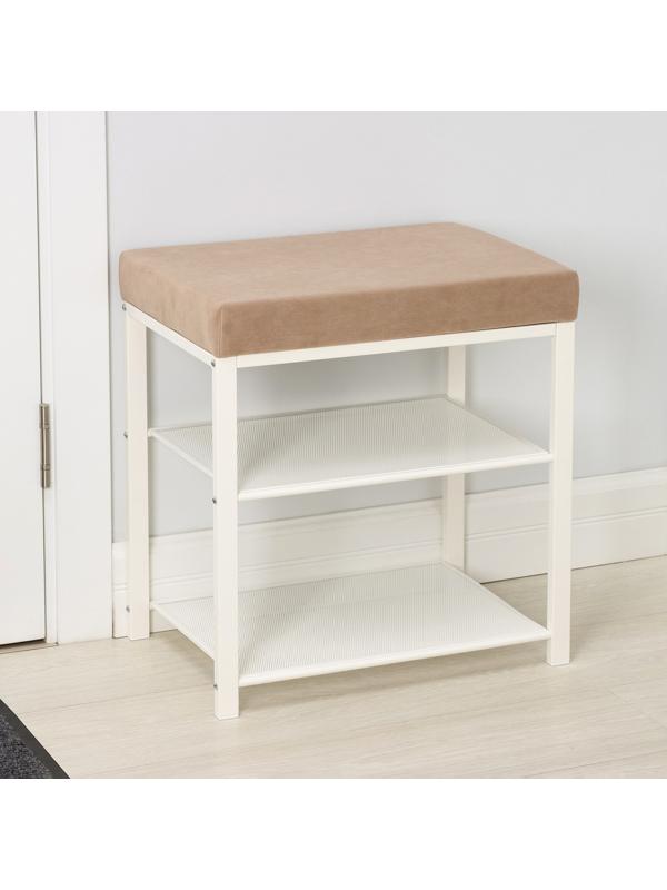 Банкетка «Торонто 13S», 47×30×49 см, цвет каркаса белый, цвет сиденья бежевый