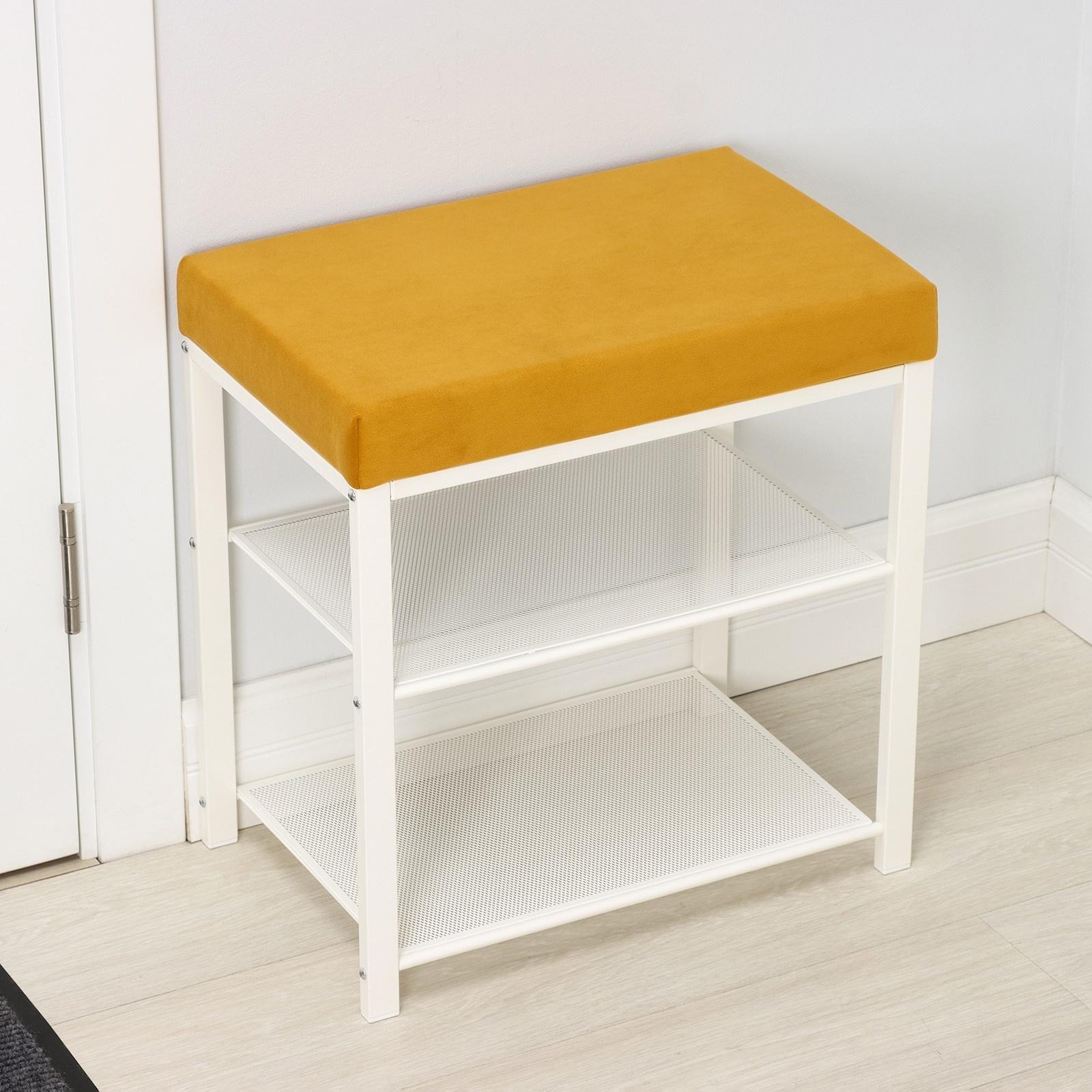 Банкетка «Торонто 13S», 47×30×49 см, цвет каркаса белый, цвет сиденья горчичный