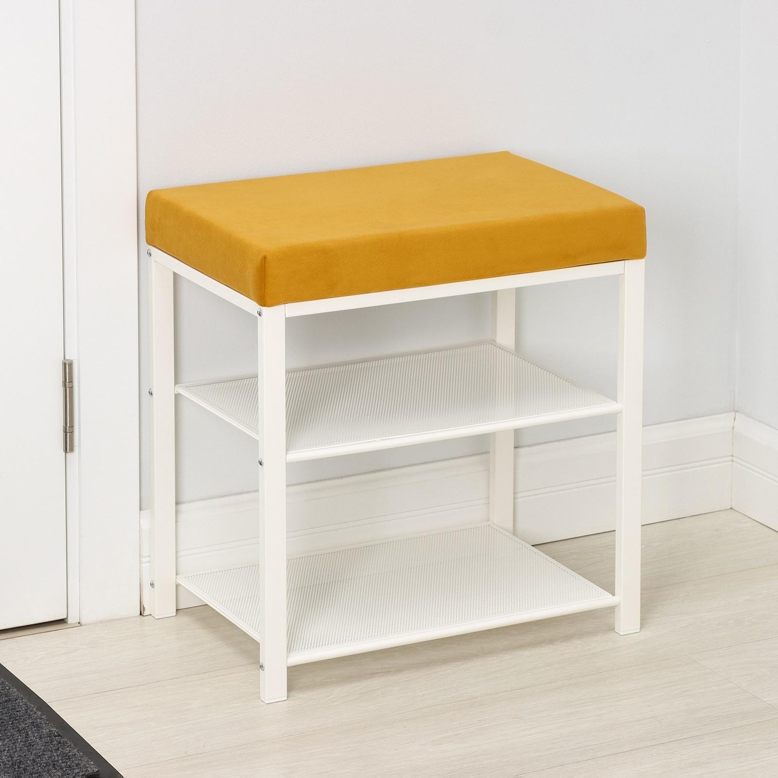 Банкетка «Торонто 13S», 47×30×49 см, цвет каркаса белый, цвет сиденья горчичный