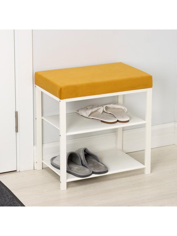 Банкетка «Торонто 13S», 47×30×49 см, цвет каркаса белый, цвет сиденья горчичный