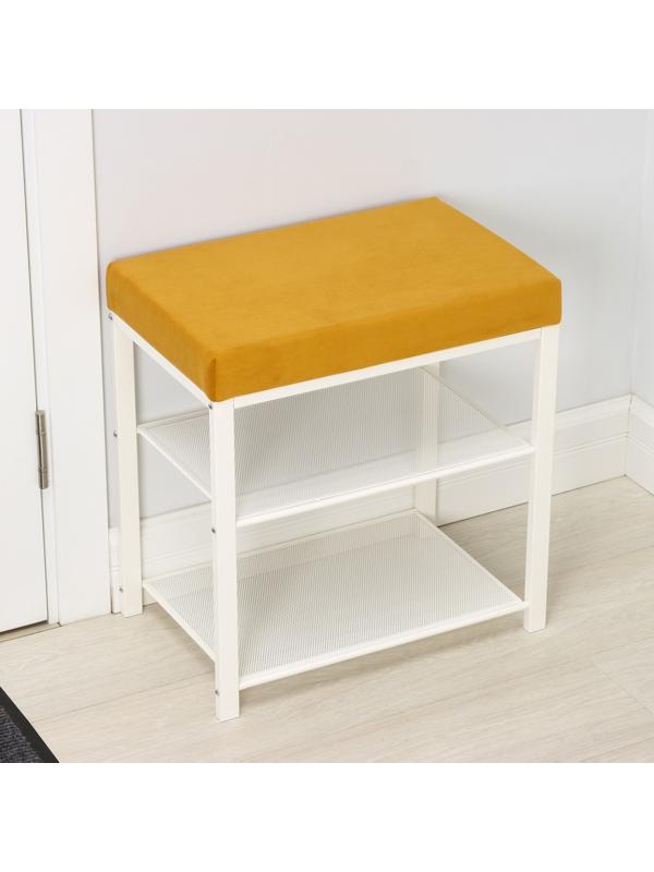 Банкетка «Торонто 13S», 47×30×49 см, цвет каркаса белый, цвет сиденья горчичный