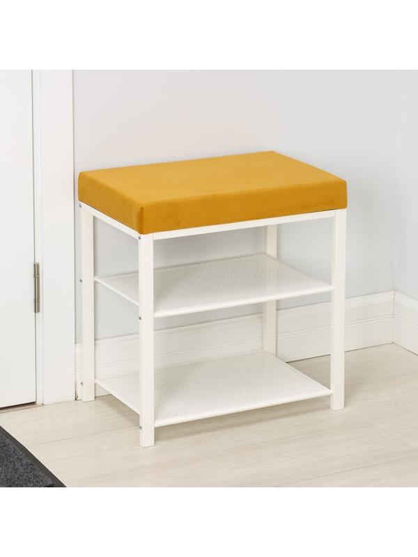 Банкетка «Торонто 13S», 47×30×49 см, цвет каркаса белый, цвет сиденья горчичный