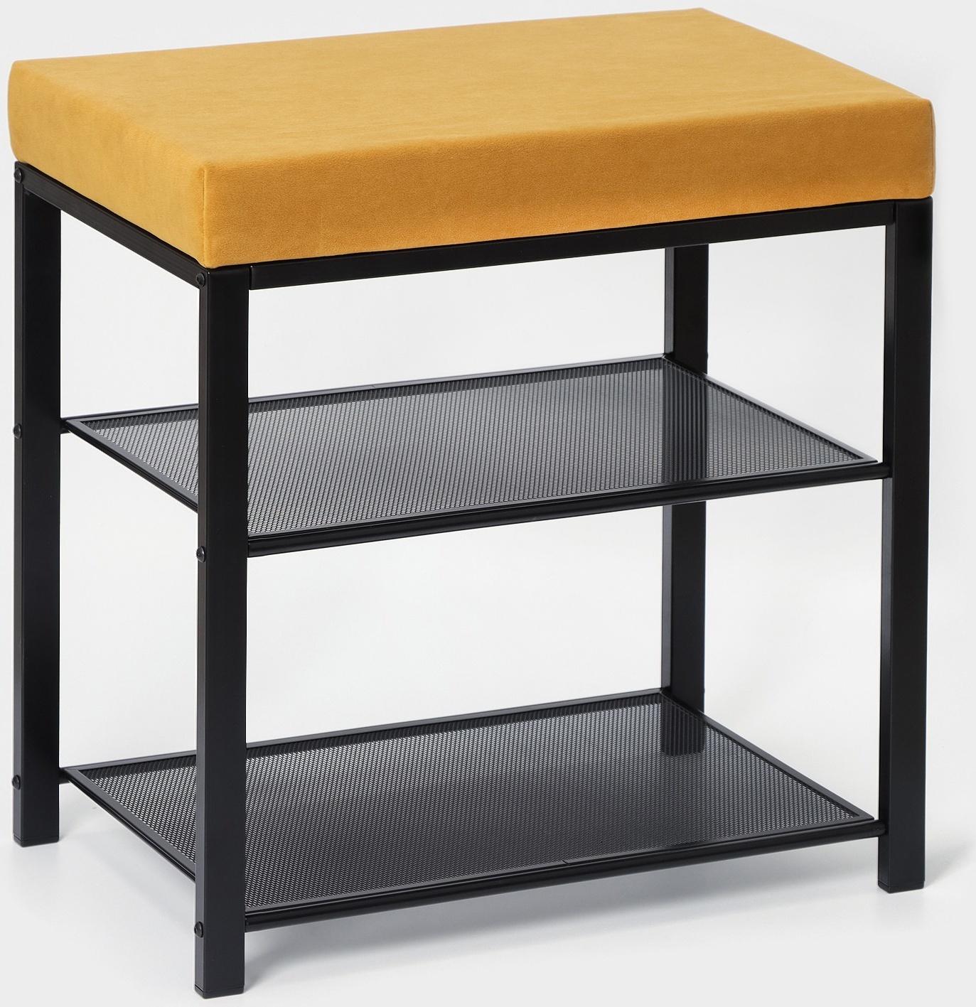 Банкетка «Торонто 13S», 47×30×49 см, цвет каркаса чёрный, цвет сиденья горчичный