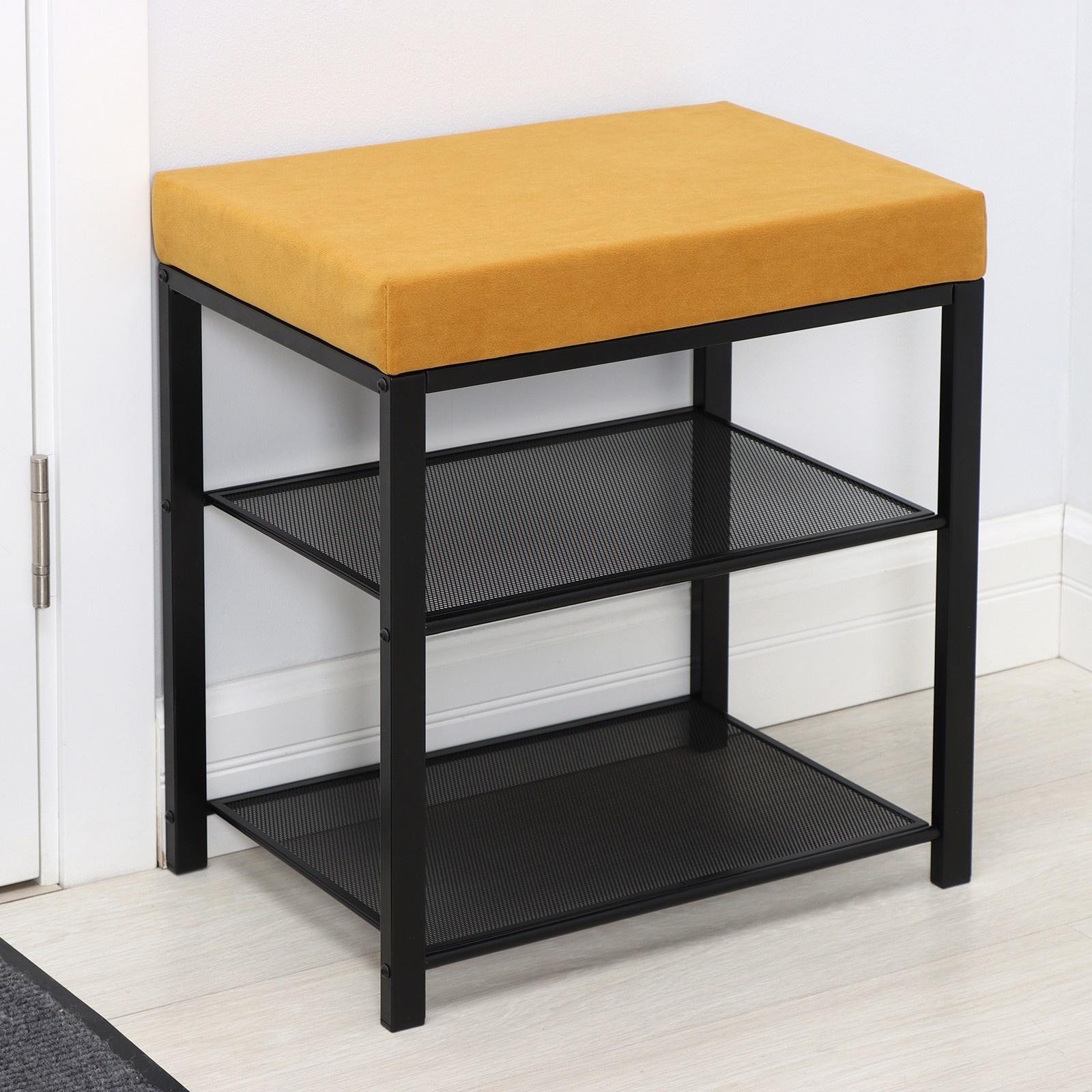 Банкетка «Торонто 13S», 47×30×49 см, цвет каркаса чёрный, цвет сиденья горчичный