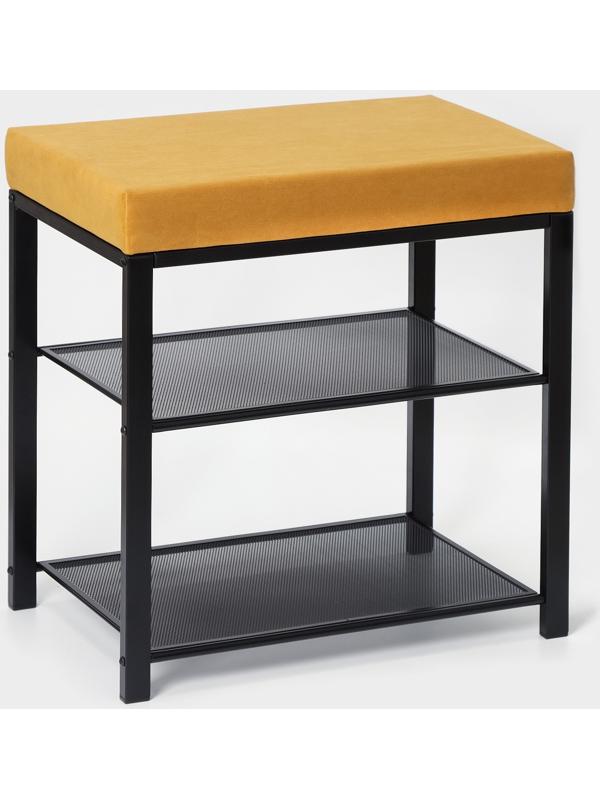 Банкетка «Торонто 13S», 47×30×49 см, цвет каркаса чёрный, цвет сиденья горчичный