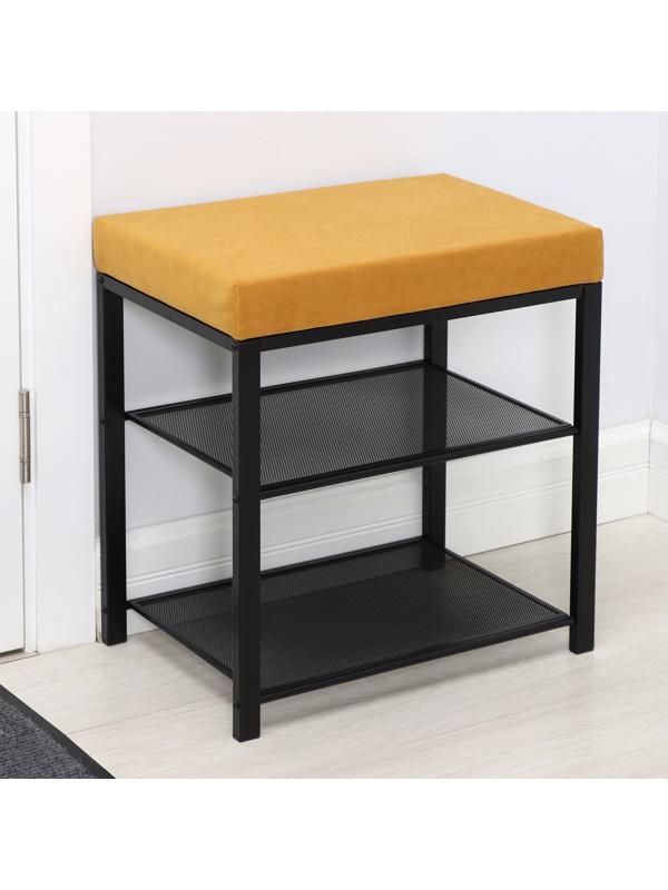 Банкетка «Торонто 13S», 47×30×49 см, цвет каркаса чёрный, цвет сиденья горчичный