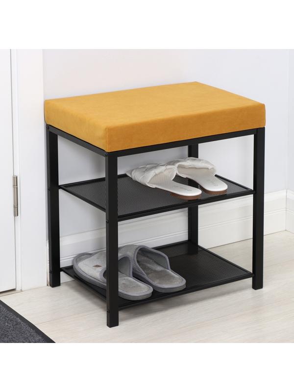 Банкетка «Торонто 13S», 47×30×49 см, цвет каркаса чёрный, цвет сиденья горчичный