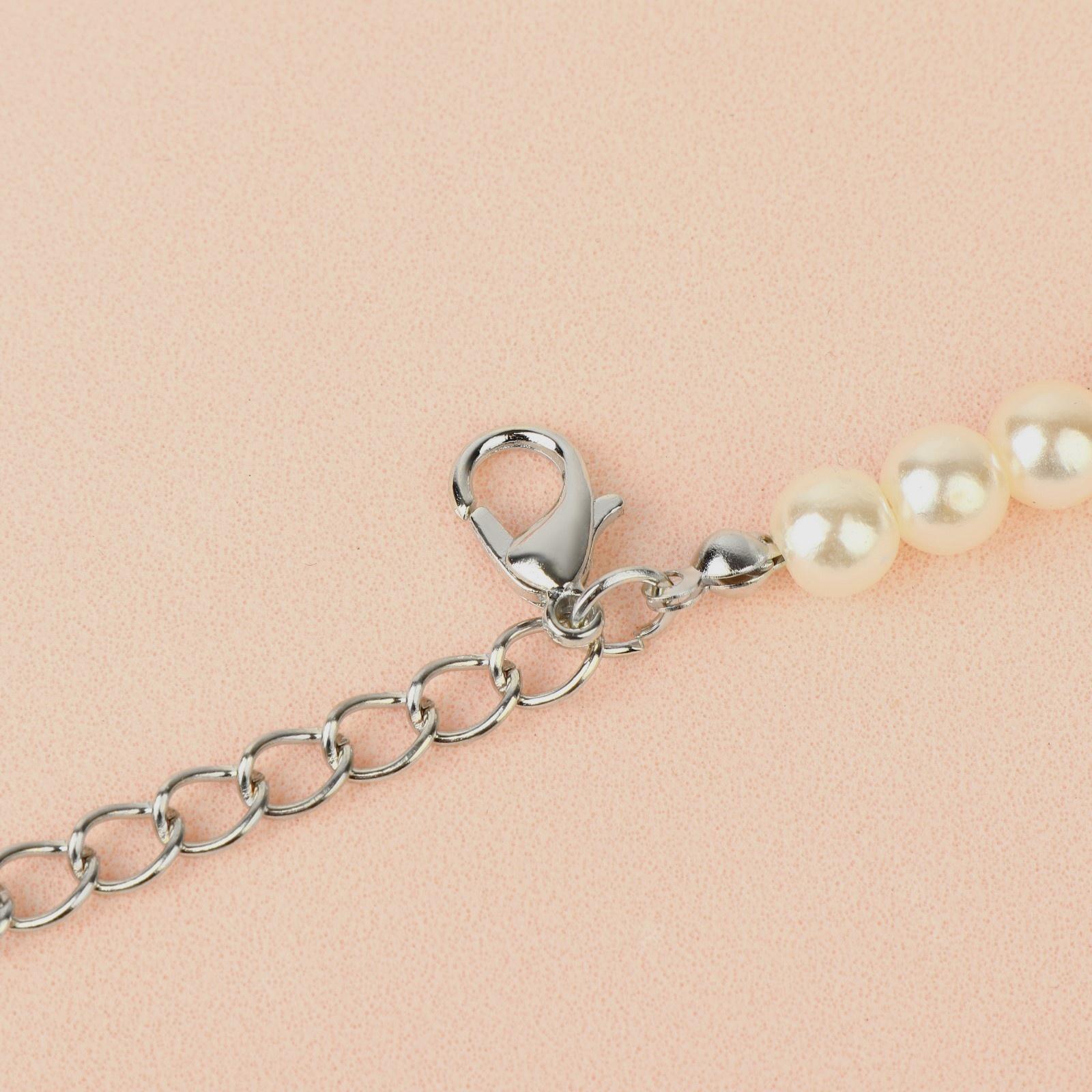 Бретели декоративные с жемчугом, фурнитура металл, 5 мм, 45 см, пара, цвет белый