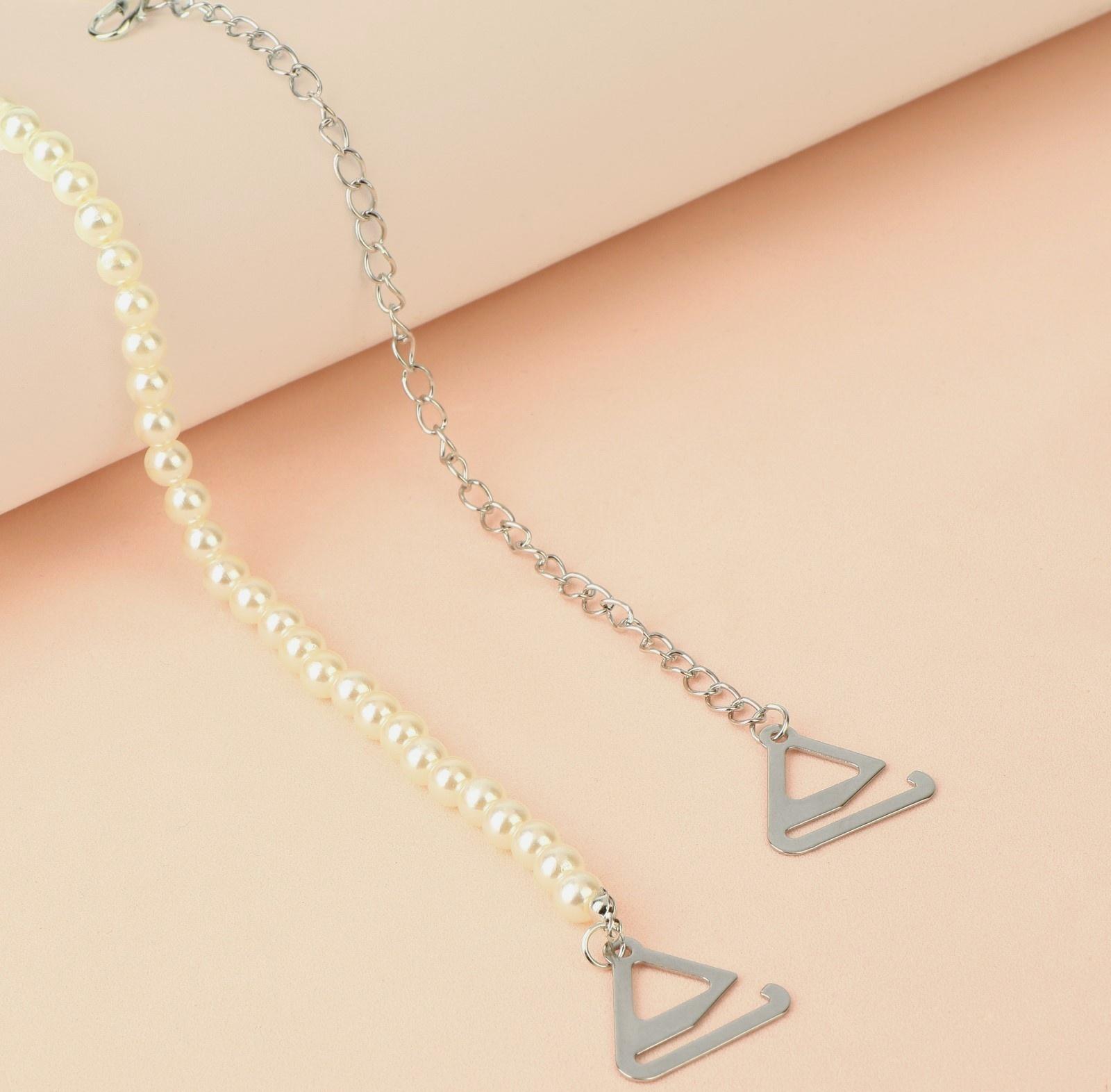 Бретели декоративные с жемчугом, фурнитура металл, 5 мм, 45 см, пара, цвет белый