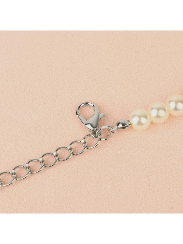 Бретели декоративные с жемчугом, фурнитура металл, 5 мм, 45 см, пара, цвет белый