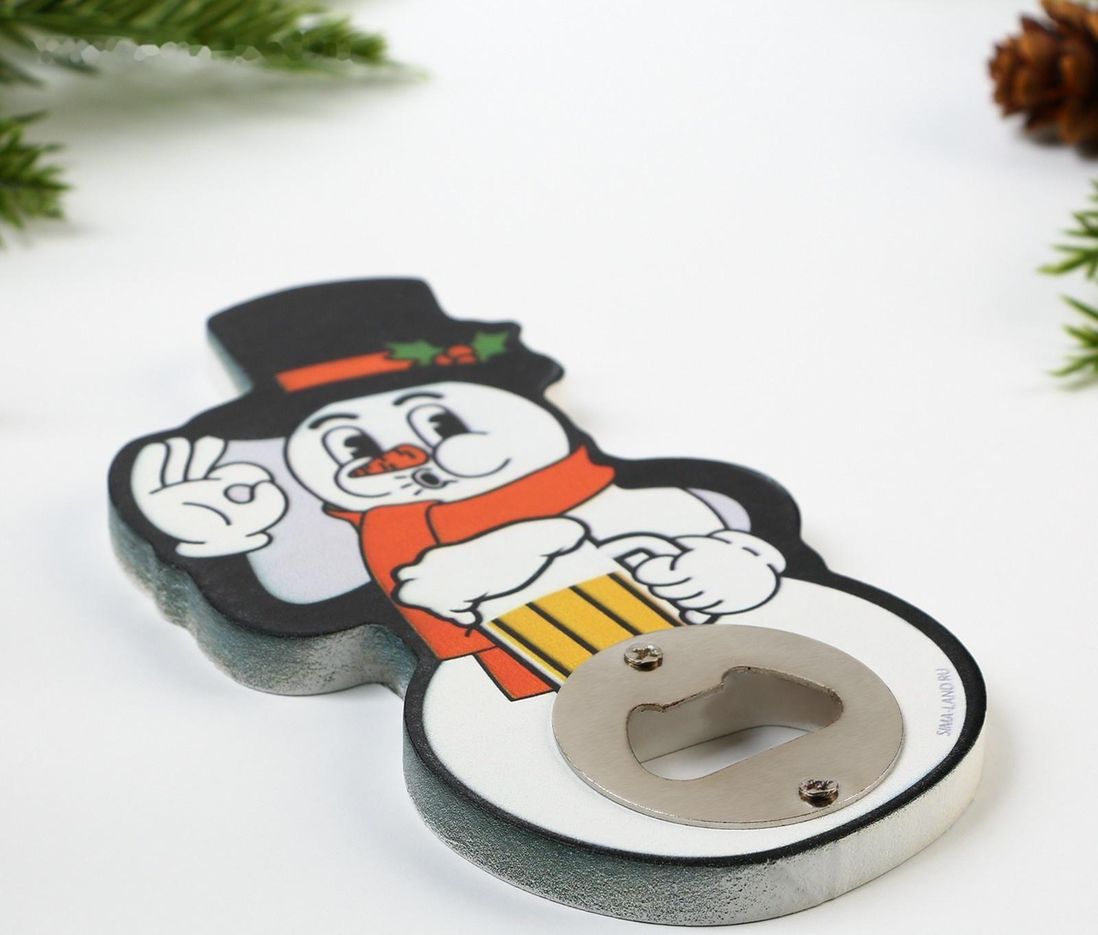 Открывашка для пива «Снеговик», 7.7х14.6 см