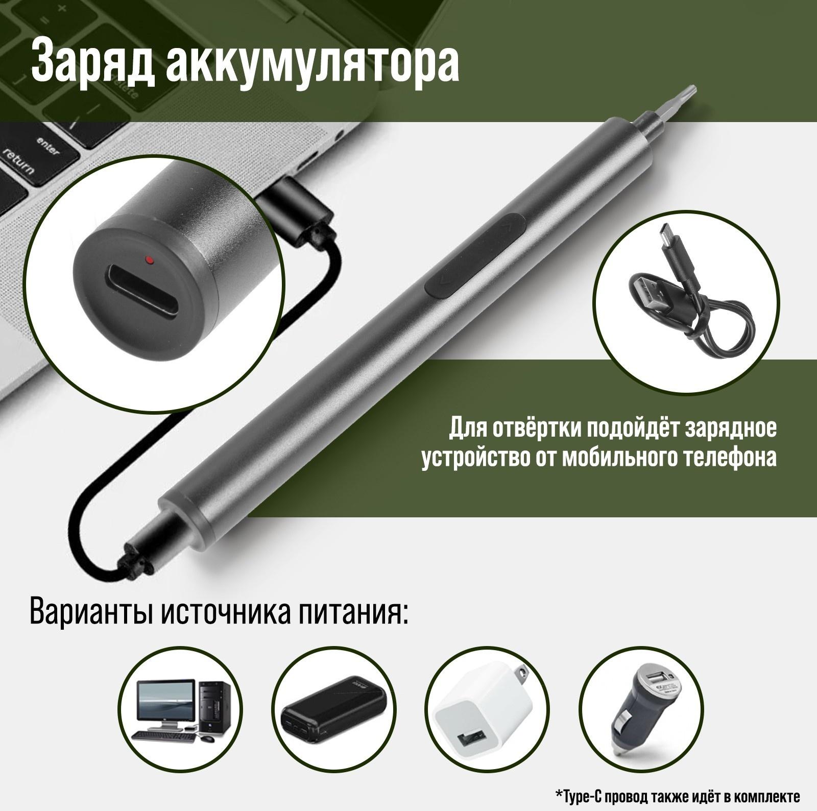 Аккумуляторная отвертка для точных работ ТУНДРА ПРОФИ, 3.6 В, 0.35 Ач,  Li-ion, 27 предметов   97037