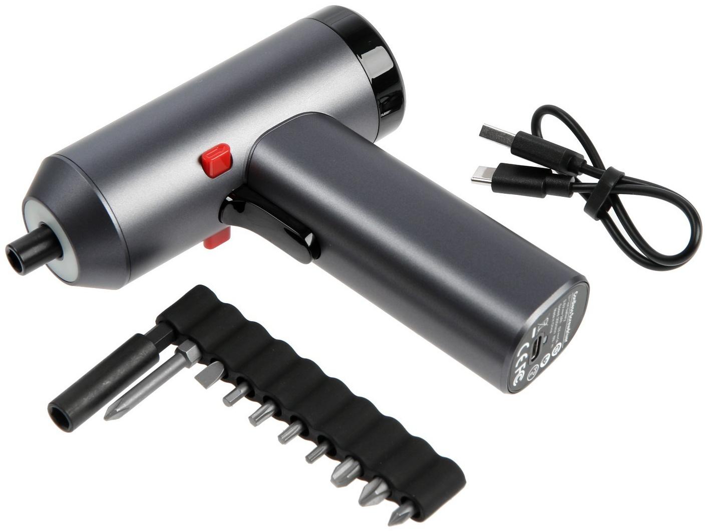 Аккумуляторная отвертка ТУНДРА ПРОФИ, 3.6 В, 2 Ач, Li-ion, 220 об/мин, 12 предметов, кейс