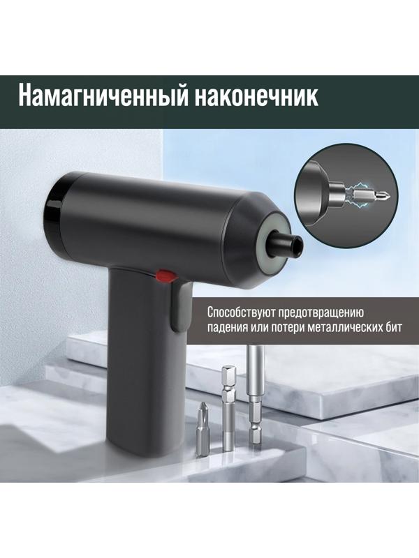 Аккумуляторная отвертка ТУНДРА ПРОФИ, 3.6 В, 2 Ач, Li-ion, 220 об/мин, 12 предметов, кейс