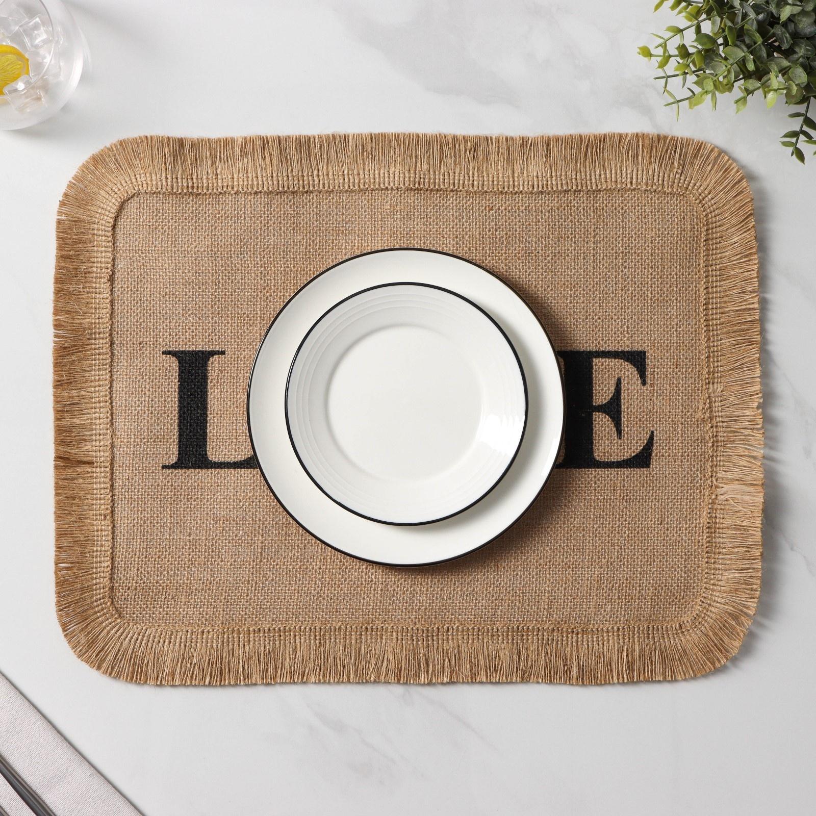 Салфетка сервировочная на стол Доляна «Любовь», 40×30 см, цвет бежевый