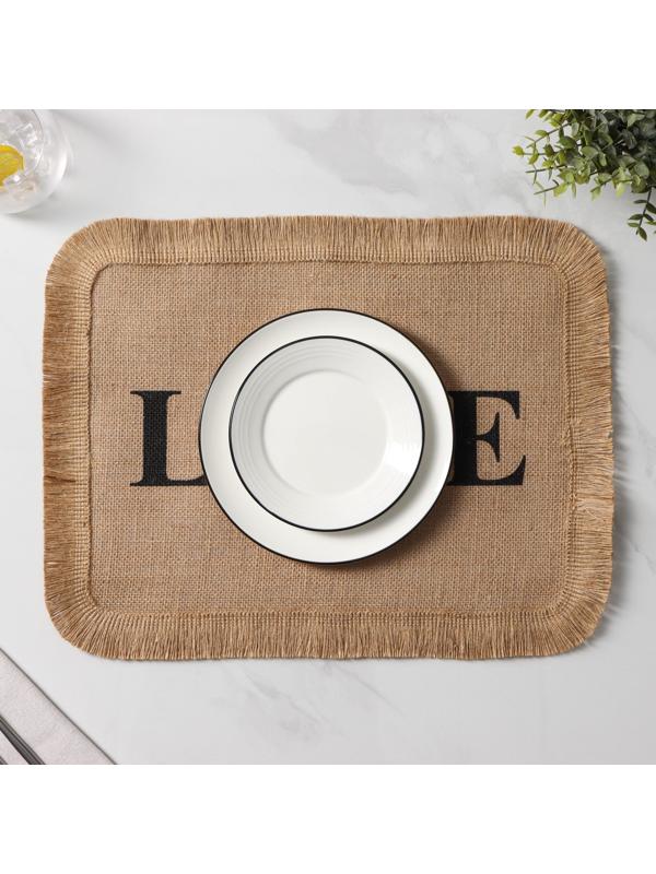 Салфетка сервировочная на стол Доляна «Любовь», 40×30 см, цвет бежевый