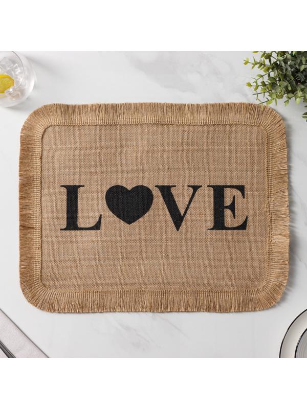 Салфетка сервировочная на стол Доляна «Любовь», 40×30 см, цвет бежевый