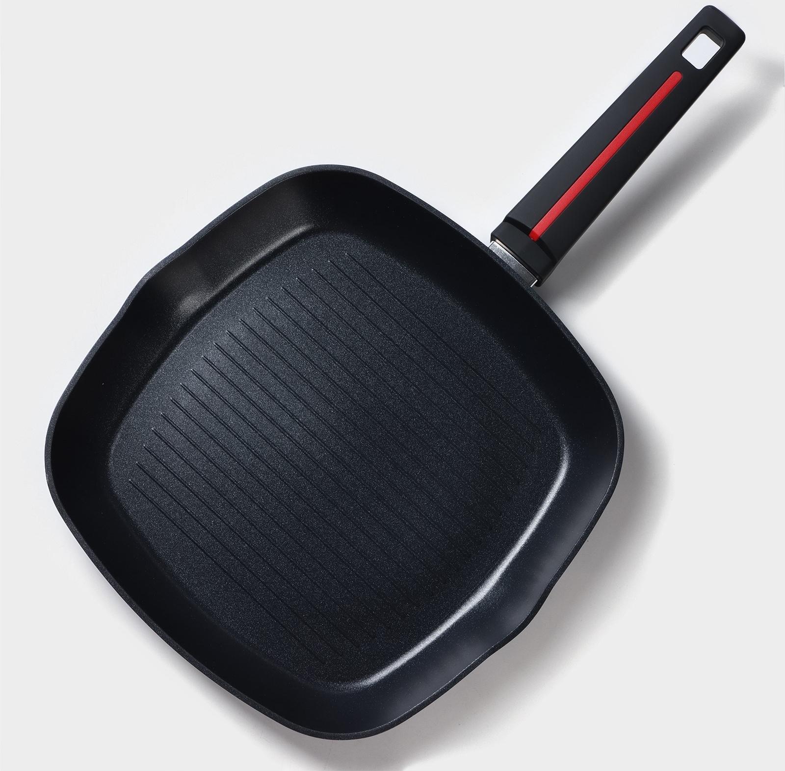 Сковорода гриль квадратная Magistro Flame, 28×28 см, антипригарное покрытие, индукция