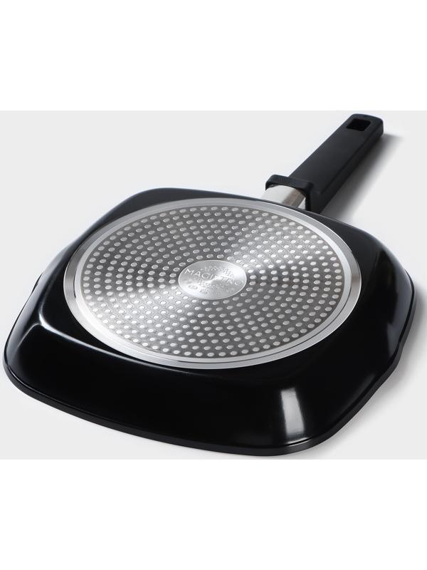 Сковорода гриль квадратная Magistro Flame, 28×28 см, антипригарное покрытие, индукция