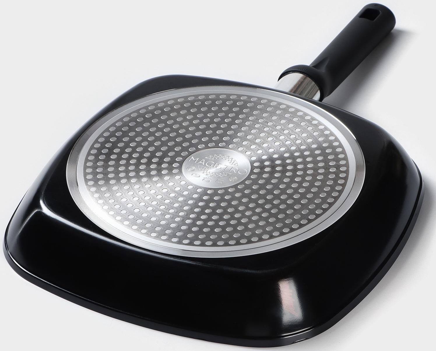 Сковорода гриль квадратная Magistro Warrior, 28×28 см, антипригарное покрытие, индукция