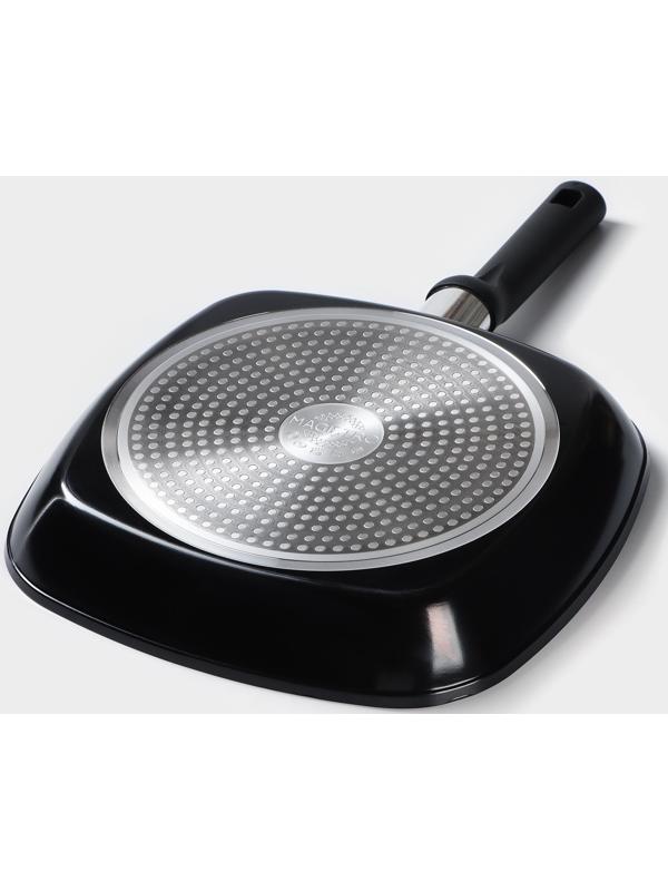 Сковорода гриль квадратная Magistro Warrior, 28×28 см, антипригарное покрытие, индукция