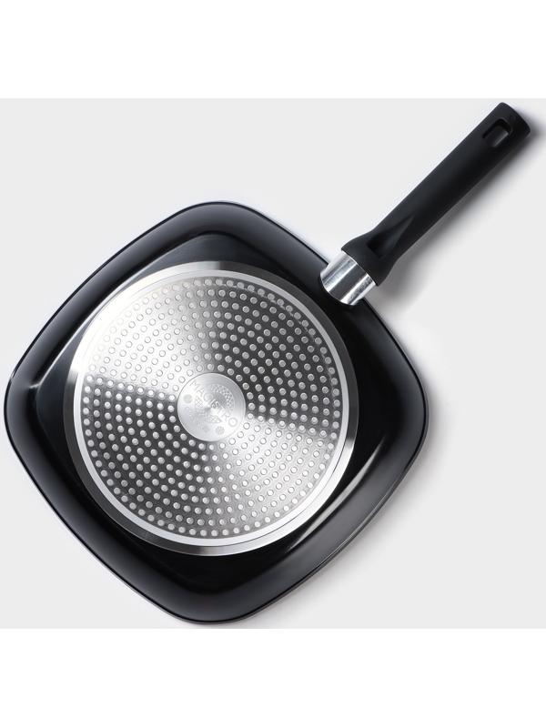 Сковорода гриль квадратная Magistro Warrior, 28×28 см, антипригарное покрытие, индукция