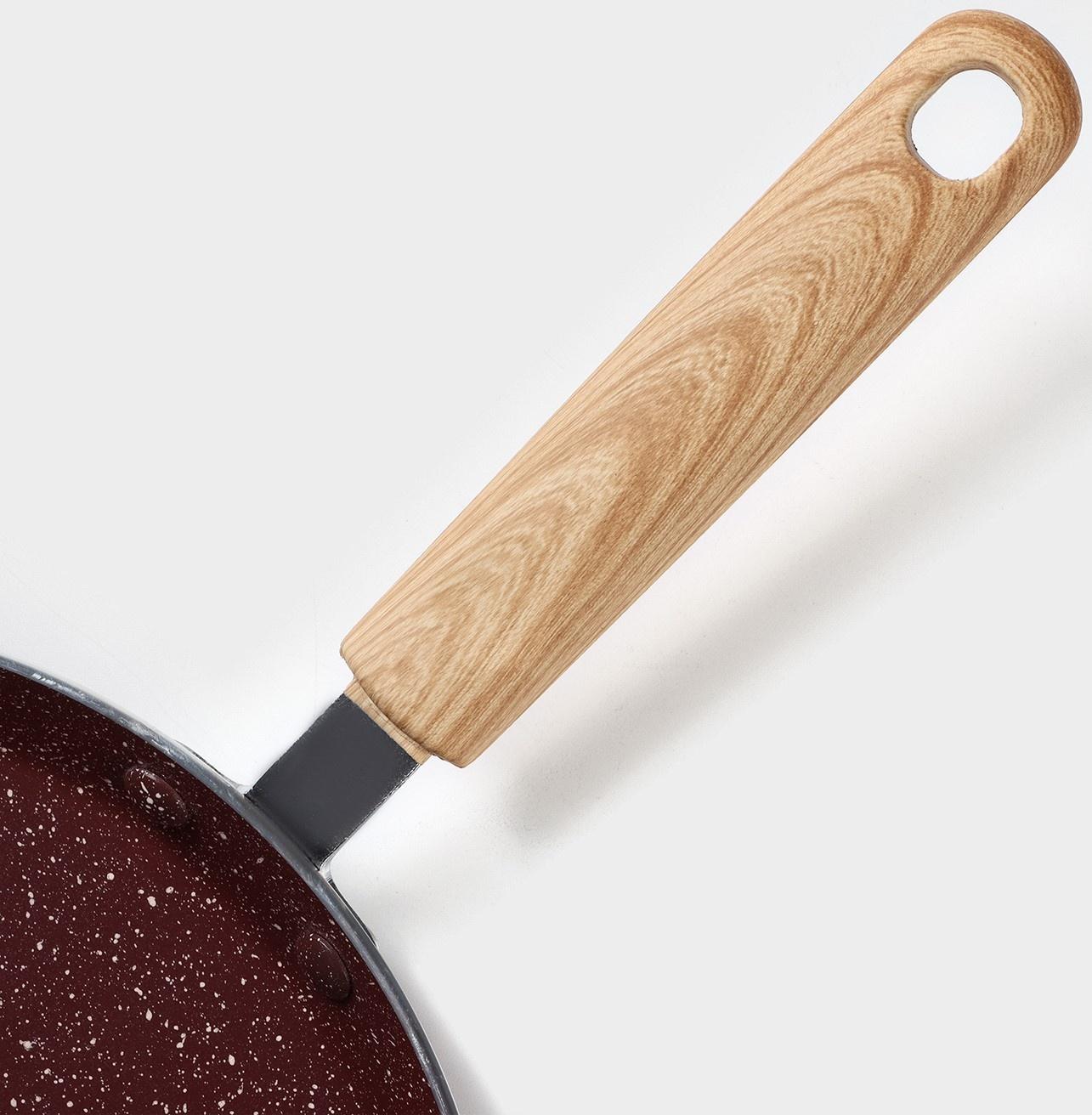 Сковорода блинная Доляна Grit, d=22 см, ручка soft-touch, антипригарное покрытие, индукция, цвет коричневый