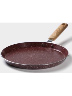 Сковорода блинная Доляна Grit, d=22 см, ручка soft-touch, антипригарное покрытие, индукция, цвет коричневый