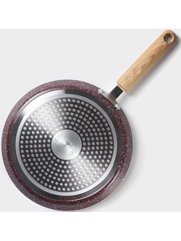 Сковорода блинная Доляна Grit, d=22 см, ручка soft-touch, антипригарное покрытие, индукция, цвет коричневый