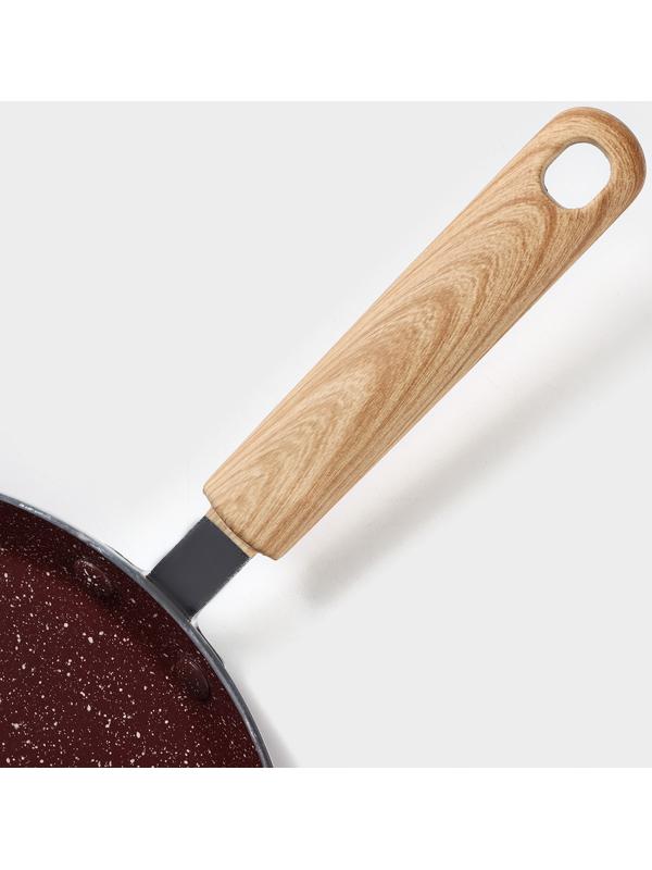 Сковорода блинная Доляна Grit, d=22 см, ручка soft-touch, антипригарное покрытие, индукция, цвет коричневый