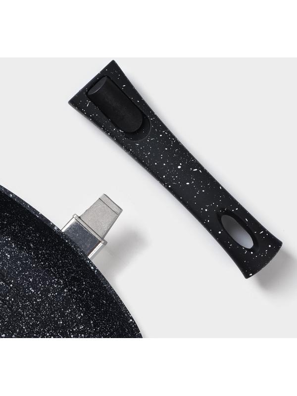 Сковорода гриль квадратная Magistro Dark, 24×24 см, ручка съёмная soft-touch, антипригарное покрытие, индукция