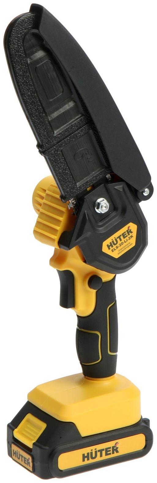 Пила цепная аккумуляторная Huter ELS-20-Li-2К, 20 В, 2х2 Ач, 150 мм, 36 звеньев, шаг 1/4