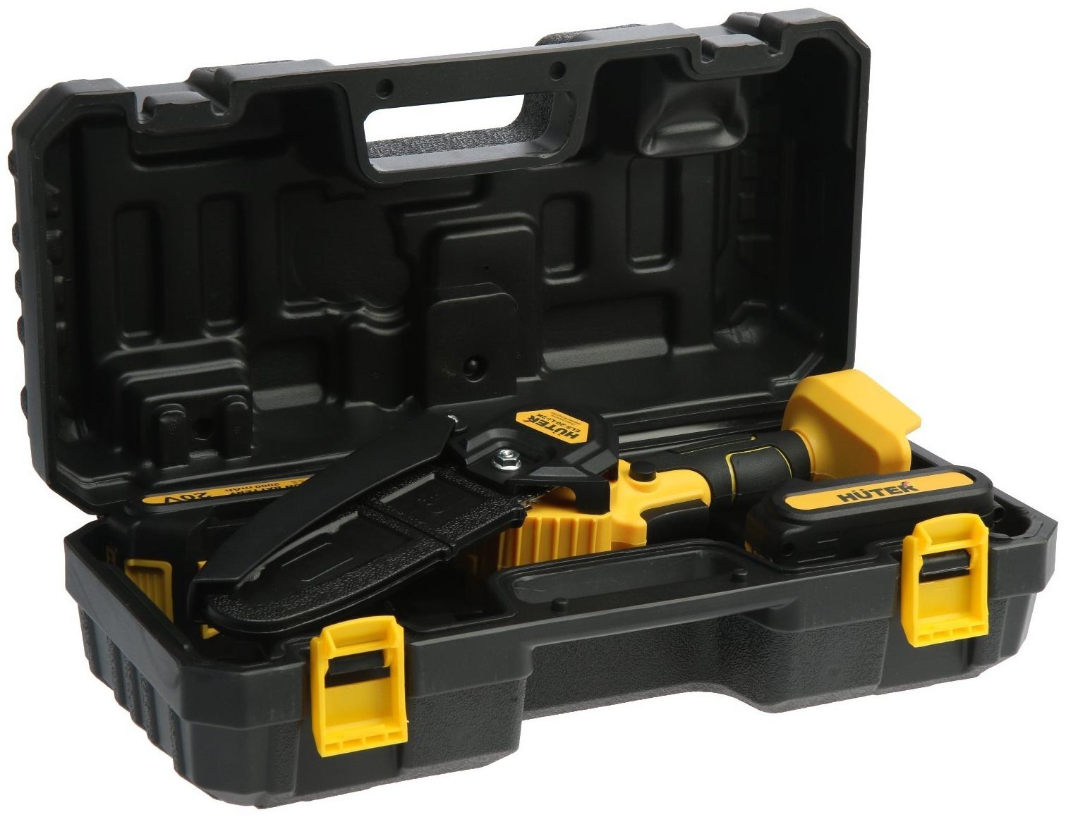 Пила цепная аккумуляторная Huter ELS-20-Li-2К, 20 В, 2х2 Ач, 150 мм, 36 звеньев, шаг 1/4