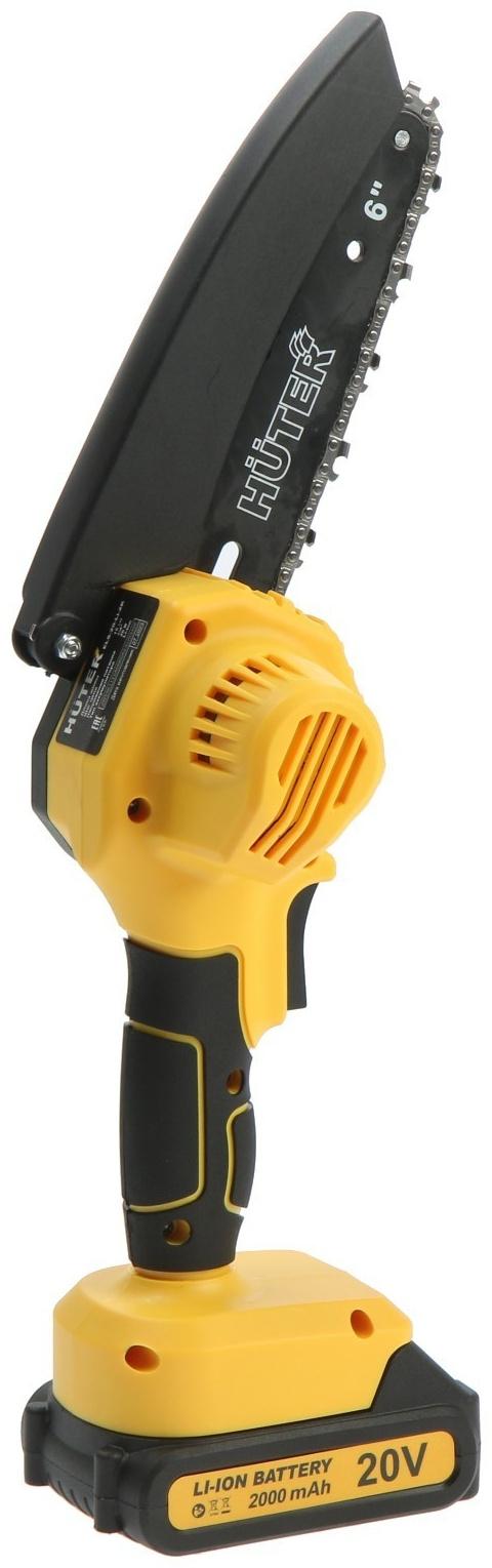 Пила цепная аккумуляторная Huter ELS-20-Li-2К, 20 В, 2х2 Ач, 150 мм, 36 звеньев, шаг 1/4