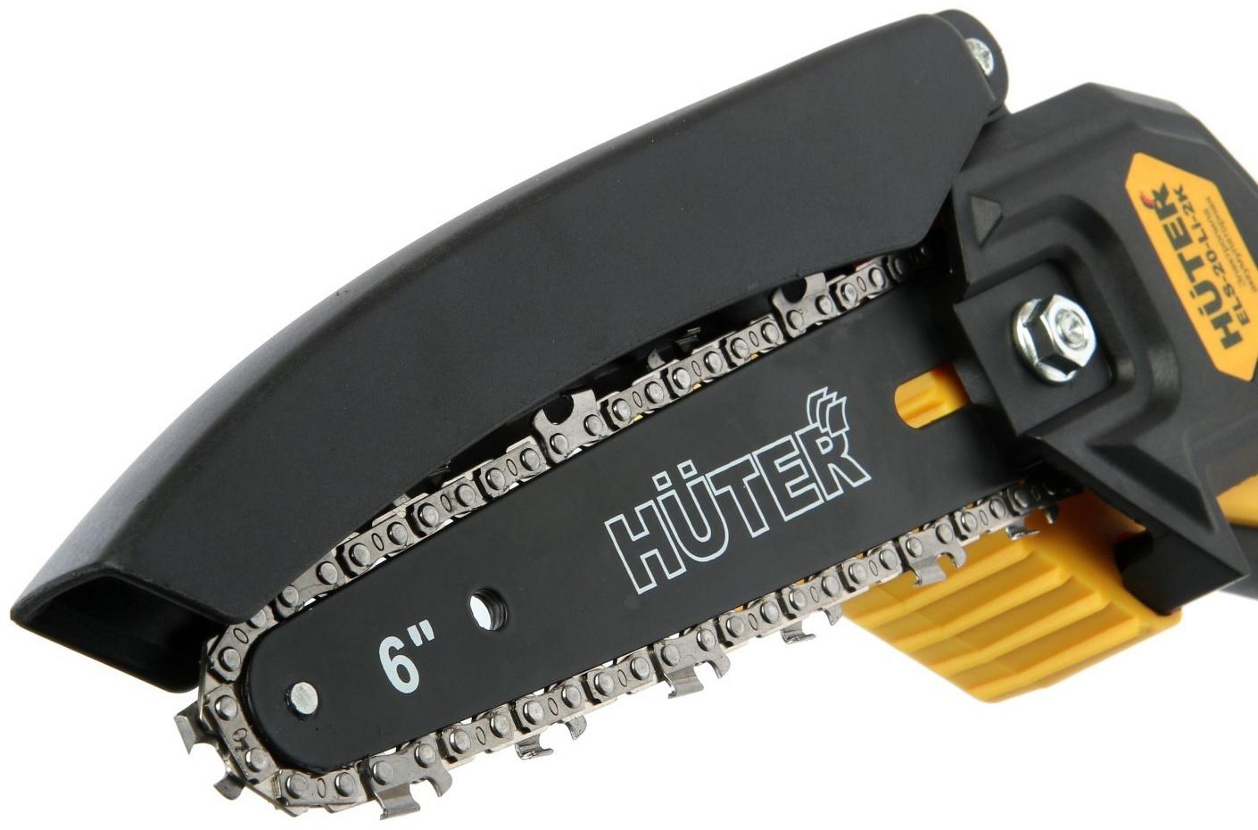 Пила цепная аккумуляторная Huter ELS-20-Li-2К, 20 В, 2х2 Ач, 150 мм, 36 звеньев, шаг 1/4