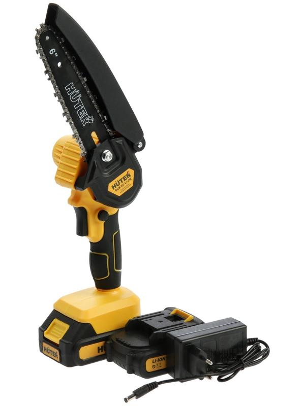 Пила цепная аккумуляторная Huter ELS-20-Li-2К, 20 В, 2х2 Ач, 150 мм, 36 звеньев, шаг 1/4