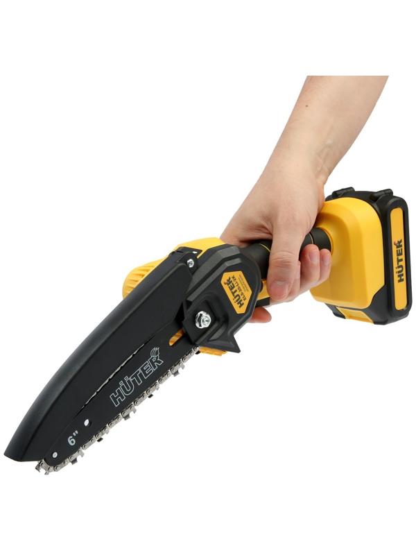 Пила цепная аккумуляторная Huter ELS-20-Li-2К, 20 В, 2х2 Ач, 150 мм, 36 звеньев, шаг 1/4